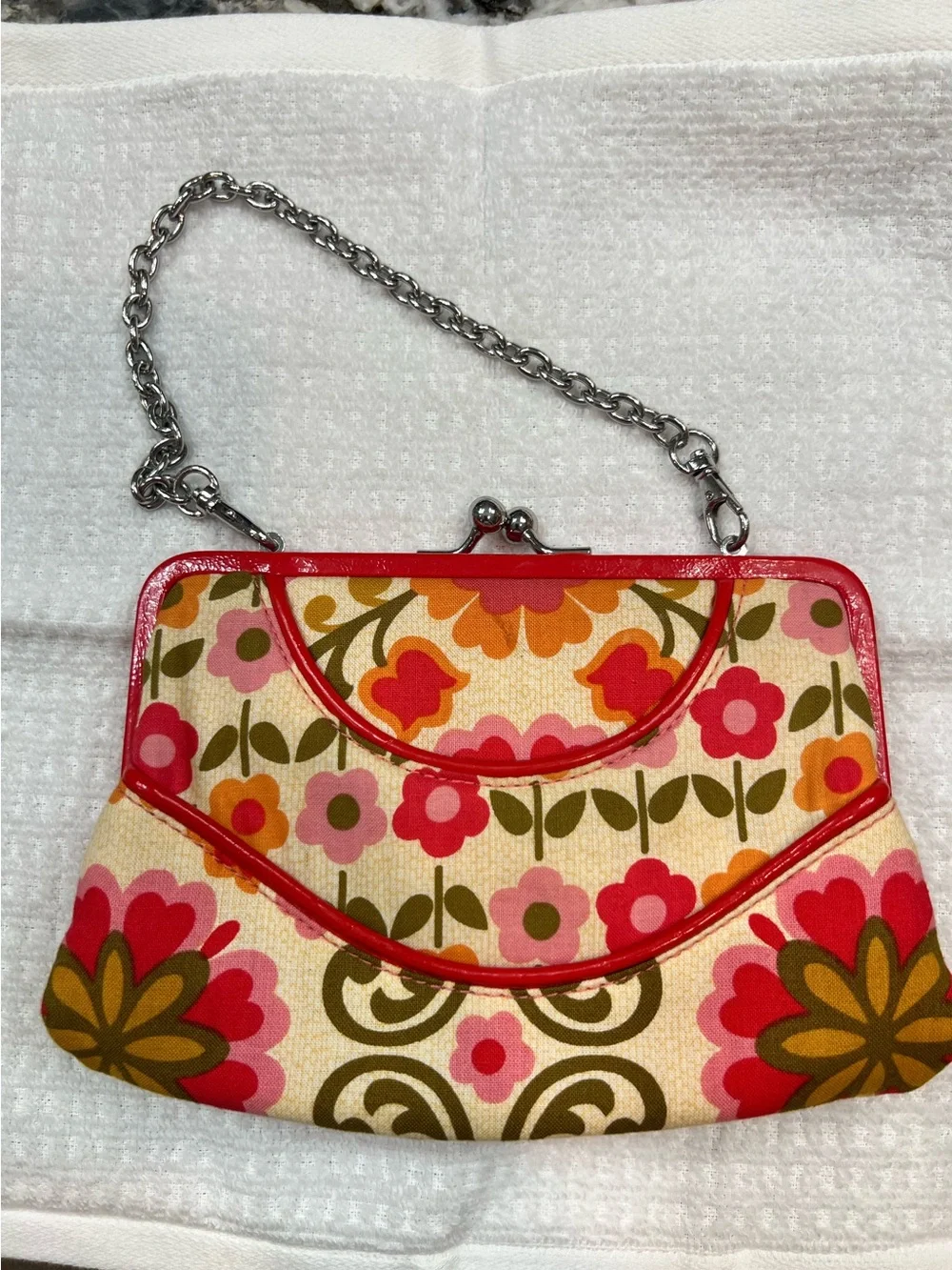 Vtg Vera Bradley Coin Purse Handbag Clutch Wallet Removable Chain Handle